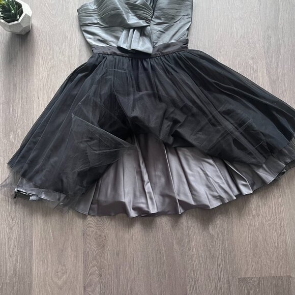 Max & Cleo Grey & Black Sleeveless Tulle Mini Dress with Bow Detail - Picture 2 of 11